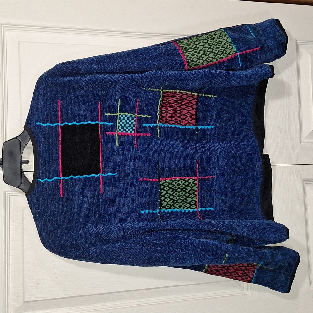 Vintage Allure Chenille Patchwork Sweater Jacket … - image 4